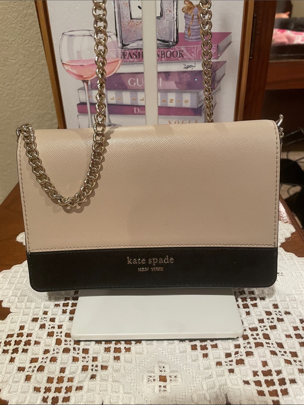 kate spade Two-Tone Blush and Black Chain Crossbody